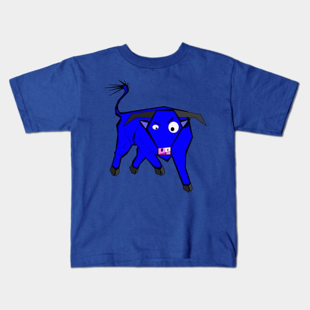 Blue bull Kids T-Shirt by DrTigrou